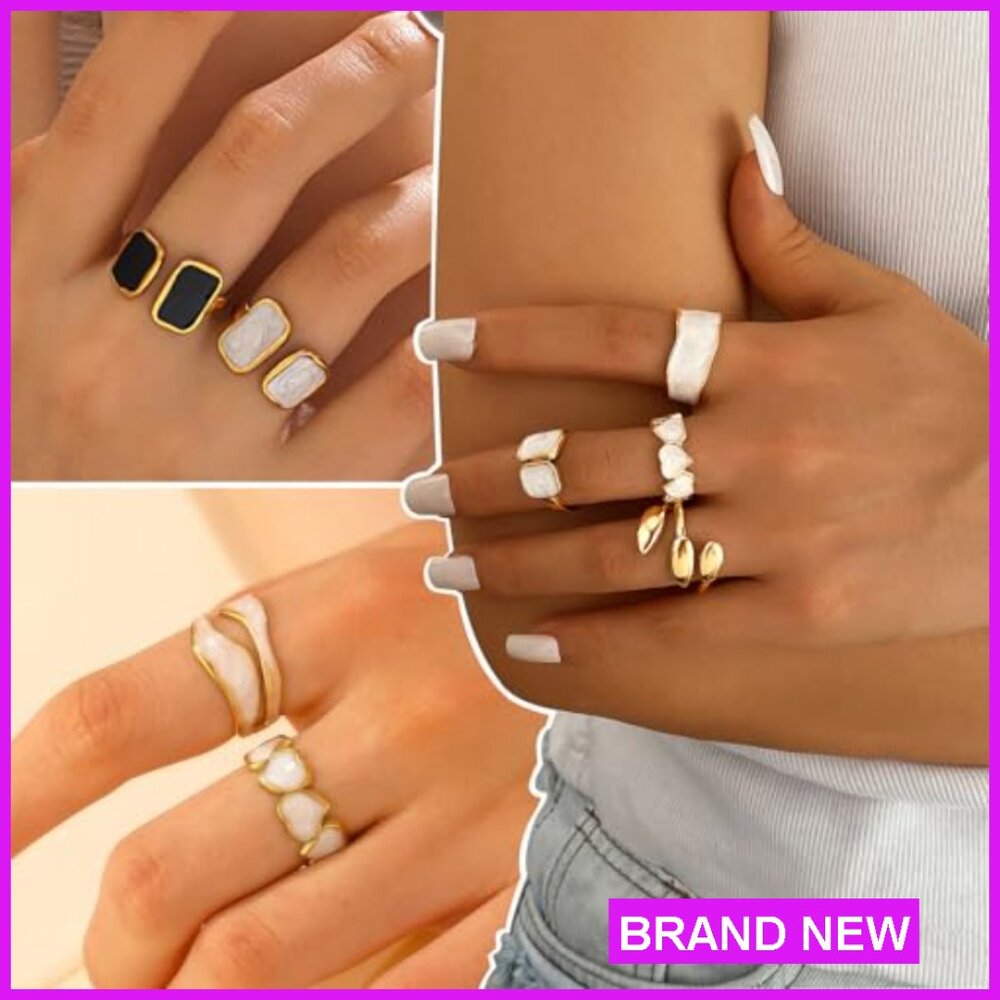 Stackable Dainty Adjustable Rings Set Trendy Mini… - image 3